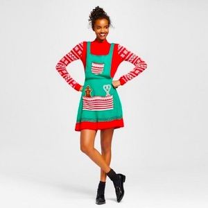 Red and Green Christmas Elf Santa’s Helper Ugly Sweater Dress Size Small